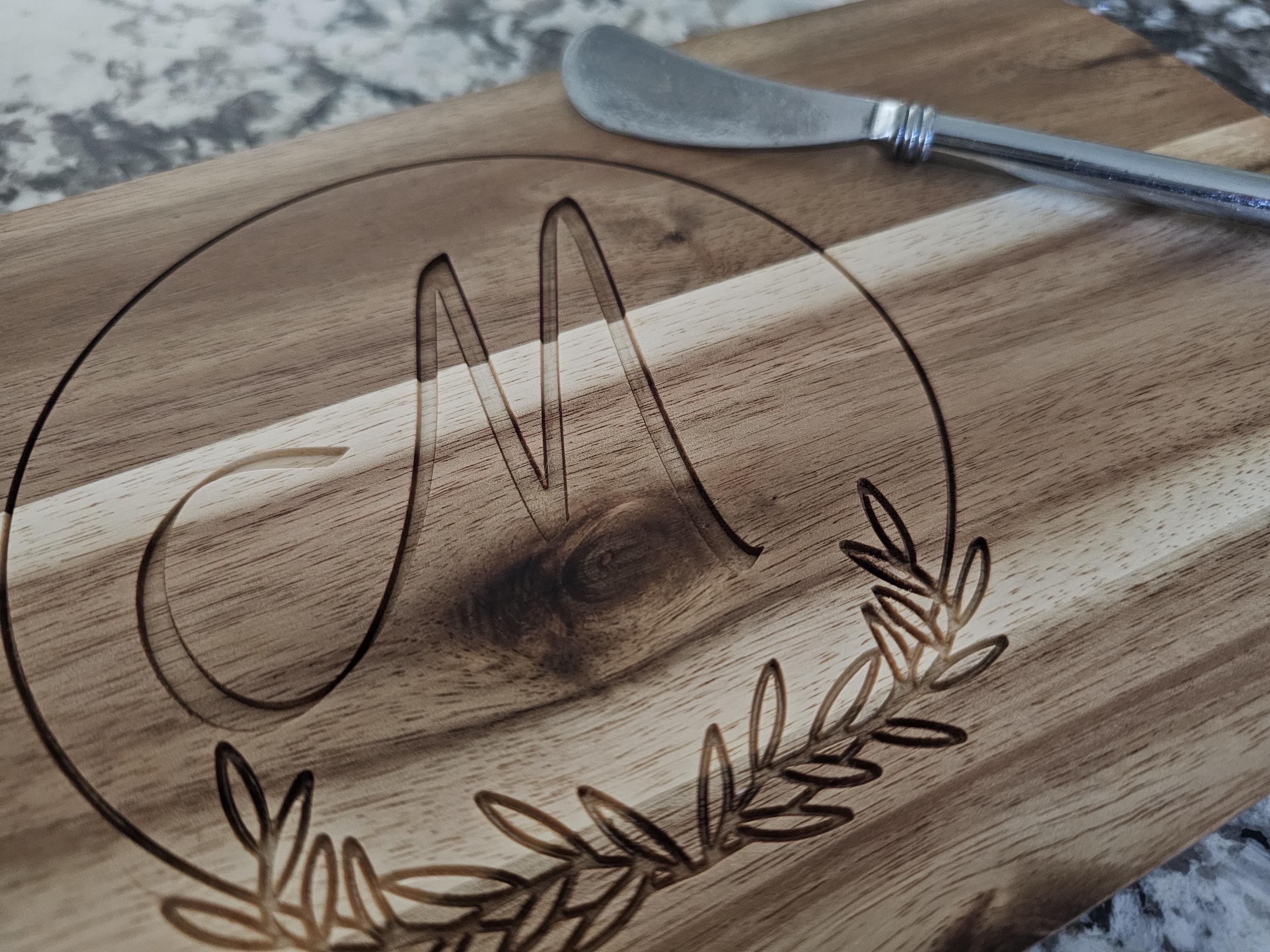 CNC Engraved Acacia Wood Charcuterie Board, Personalized Wedding Gift ...