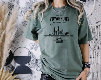 Voyageurs National Park Shirt, Camping Canoeing and Hiking North woods Shirt, Minimalistic Minnesota Rainy Lake Unisex Comfort Colors Tshirt