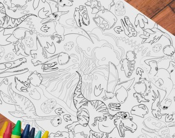 Dinosaur Colorinf Tablecloth Paper Dino Party Decor