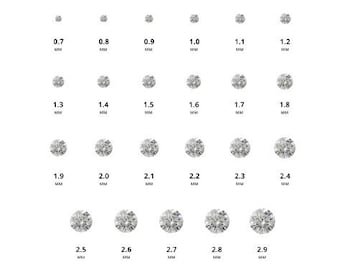 Diamantes pequeños - Diamante blanco transparente redondo de talla brillante, color DEF, lote de 1 quilate - Tamaños de 0,70 a 3,0 mm.
