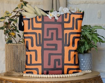 Mud Cloth Style Tote Bag: African Print Afrocentric Fashion
