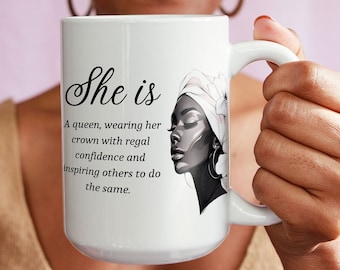 Black Woman Affirmation Mug, Afrocentric Mug, Powerful Black Woman Mug, Black Queen, Black Woman Coffee Cup, Gift for Mother