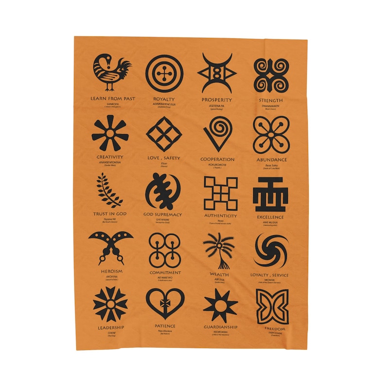 Adinkra Symbols Blanket: Velveteen Plush African Akan Culture Throw - Etsy
