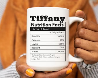 Nutrition Facts Mug, Custom Name Black Woman Mug,Afrocentric Mug, Afrocentric mug, Gift for Best Friend, Affirmation mug, Empowerment Mug