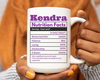 Personalized Nutrition Facts Mug: Custom Black Queen Gift