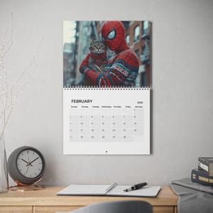 Spiderman & Kittens Calendar, swing into the new year with a purfect sidekick! spiderman gifts, marvel gifts, stocking stuffer, valentines image 7