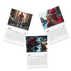 Spiderman & Kittens Calendar, swing into the new year with a purfect sidekick! spiderman gifts, marvel gifts, stocking stuffer, valentines image 4