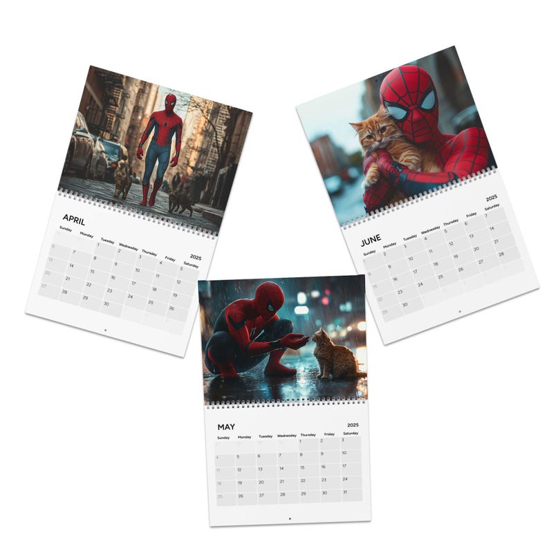 Spiderman & Kittens Calendar, swing into the new year with a purfect sidekick! spiderman gifts, marvel gifts, stocking stuffer, valentines image 4