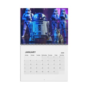 R2-D2 & kittens Calendar 2025, star wars gift Purrfection meets evil- starwars gifts, stocking stuffer, valentines gift, gifts for him image 4