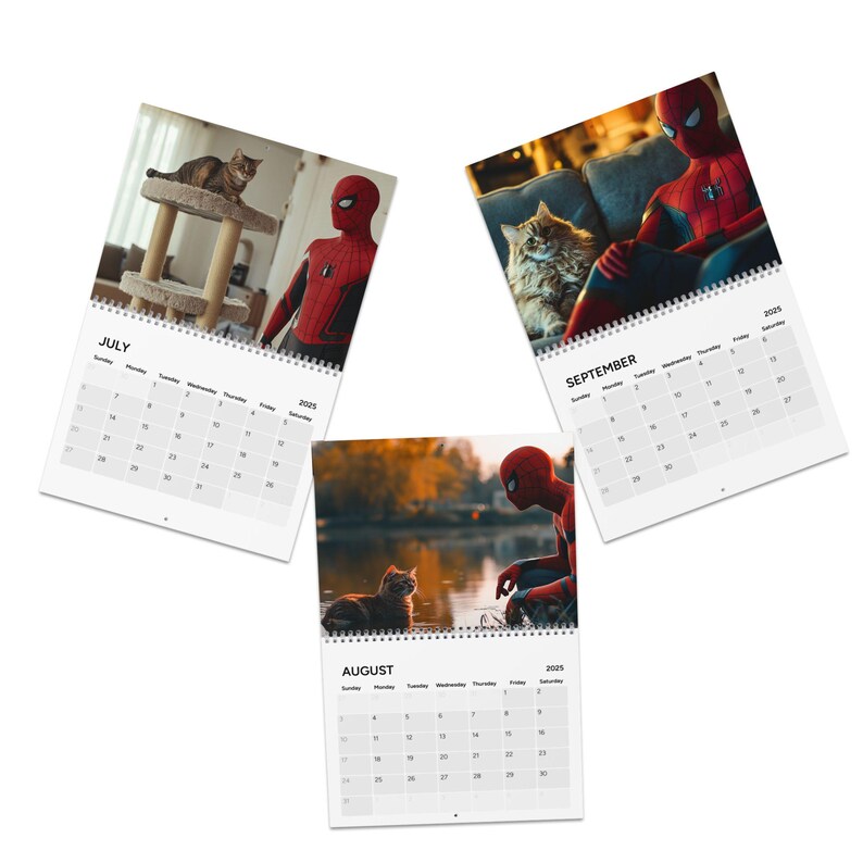Spiderman & Kittens Calendar, swing into the new year with a purfect sidekick! spiderman gifts, marvel gifts, stocking stuffer, valentines image 5