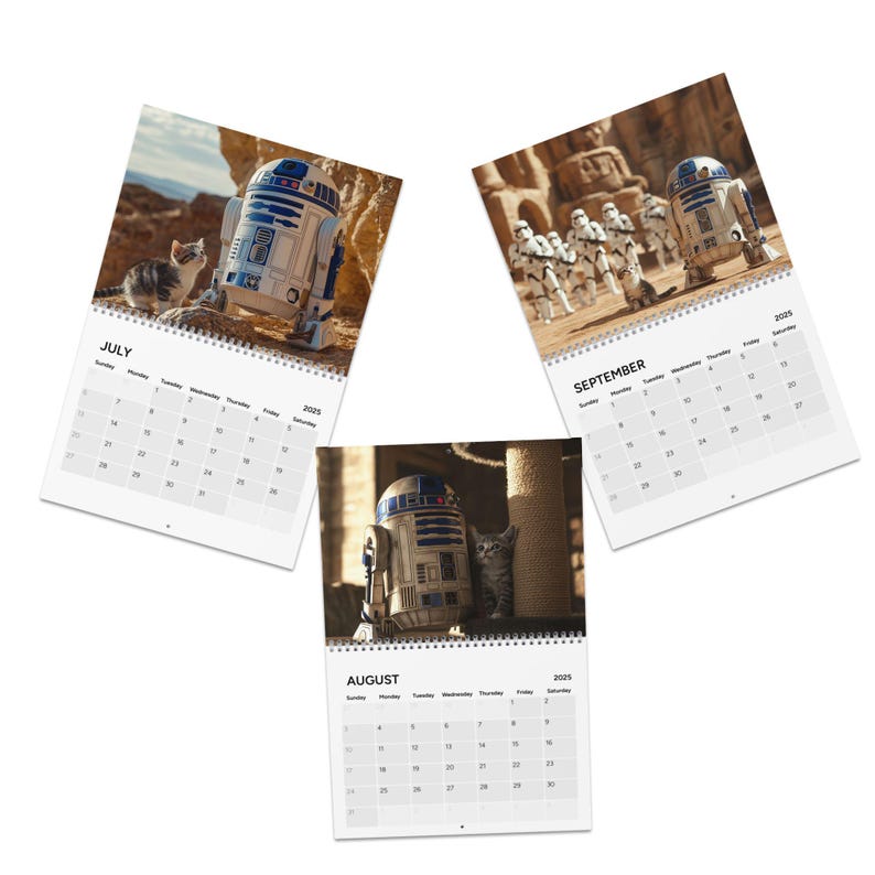 R2-D2 & kittens Calendar 2025, star wars gift Purrfection meets evil- starwars gifts, stocking stuffer, valentines gift, gifts for him image 7