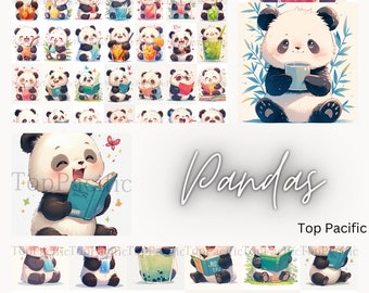 40+ Adorable Panda Art Print Panda Paint Paper Panda Clipart Card Panda Watercolour Cute Panda Stickers Images Panda Collection 1