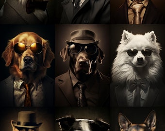 Vintage Dog Portrait Art Prints: Dapper Pet Collection (Digital Download)
