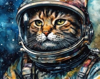 Retro Cat Astronaut Tin Sign: Vintage Space Nursery Wall Art