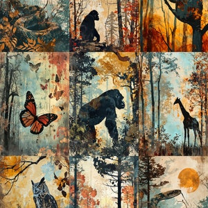 Vintage Animal Oil Painting Art Prints: Forest Wildlife Collection (Digital Download)