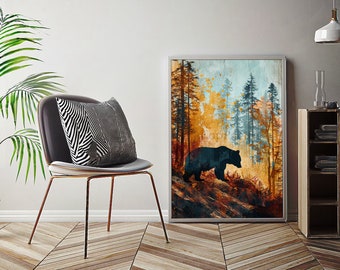 Vintage Bear Oil Paint Art Print: Forest Animal Clipart (Digital Download)