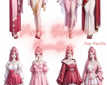 Pink Blossom Beauties: Fantasy Maiden Art Print Bundle (Digital Download)