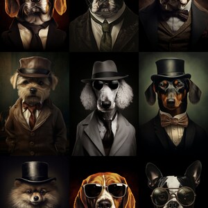 Vintage Dog Portrait Art Prints: Dapper Pet Collection (Digital Download)
