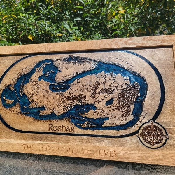 Roshar Map - Wood Art - Stormlight Archives ( White Oak & Epoxy )