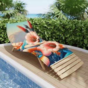 Strandtuch mit kalifornischem Blumenmuster - Lebendige Stranddecke, Sommertuch für Strandtage, Poolparty, Tropisches Dekor, Reiseutensilien, Geschenk für