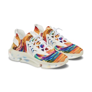 Colorful Women&#39;s Mesh Sneakers, Trendy Athletic Shoes, Vibrant Running Sneakers, Stylish Casual Footwear, Unique Fashion Sneakers