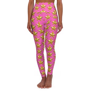 Gold star Yoga Leggings, Gold star Lovers, High Waisted Leggings, Star Vibes, Workout Pants, Yoga Pants