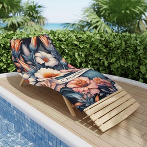 Strandtuch mit kalifornischem Blumenmuster - Lebendige Stranddecke, Sommertuch für Strandtage, Poolparty, tropisches Dekor, Reisebedarf