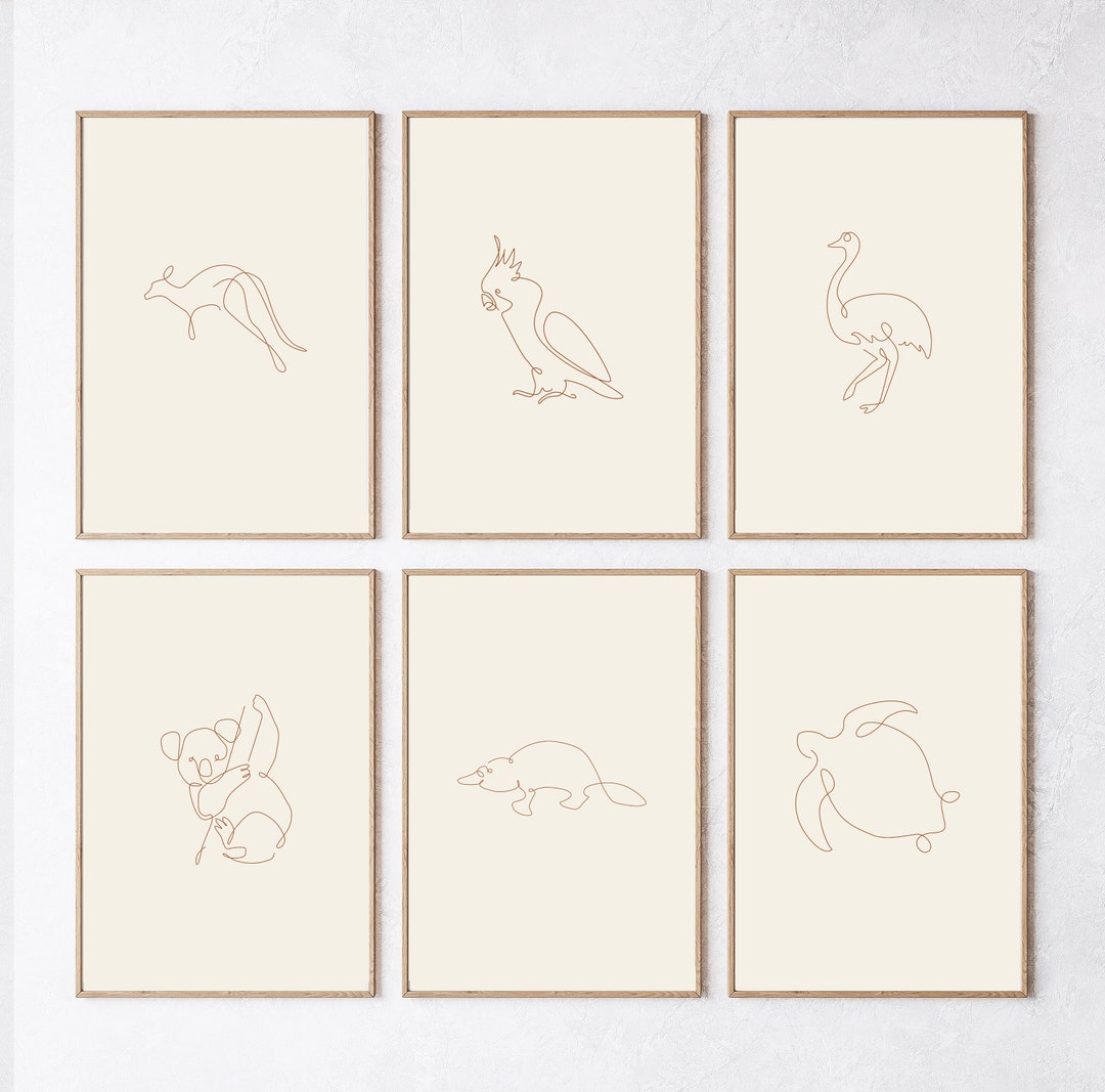 Australian Animals Nursery Wall Art Set Kangaroo, Cockatoo, Koala ...
