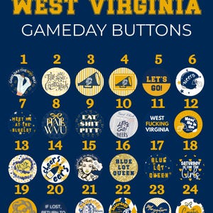 West Virginia Spirit Buttons: Mix & Match Tailgate Spirit Pins