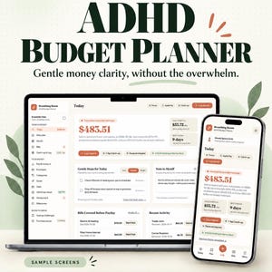 ADHD Budget Planner App | Safe-to-Spend, Bills & Expense Tracker (HTML Digital Download)