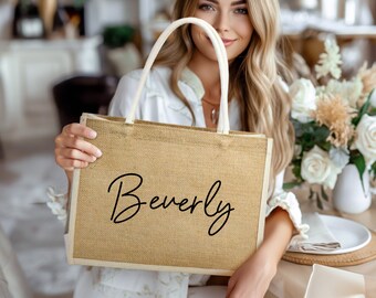 Brautjungfer Tragetaschen, Brautjungfer Geschenktaschen, personalisierte Totes Geschenktaschen, Jute Strandtaschen, Junggesellinnenabschied Tasche, Partygeschenktaschen