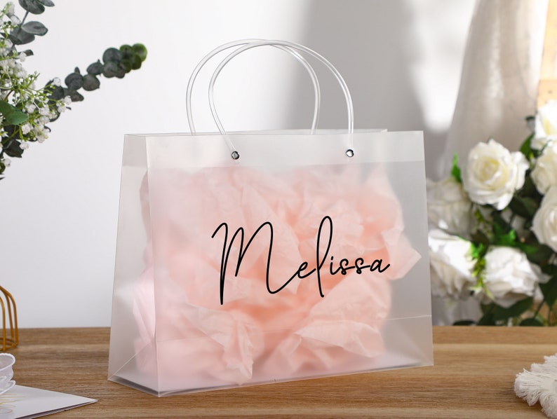 Sac cadeau de demoiselle d'honneur-sac cadeau en PVC-sac de fête-sac de bienvenue-sacs cadeau enterrement de vie de jeune fille-fille-sacs cadeau d'anniversaire-sac cadeau transparent-sac cadeau mariage image 5