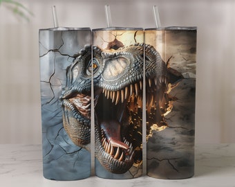 Dinosaure 3D 20 oz gobelet skinny sublimation numérique téléchargeable, emballage de gobelet dinosaure 3D, téléchargement numérique, JPG, PNG