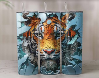 Tiger 20oz Skinny Tumbler Sublimation Design Scaricabile digitale, Tiger Tumbler Wrap, Download digitale, JPG, PNG