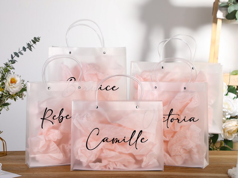 Sac cadeau de demoiselle d'honneur-sac cadeau en PVC-sac de fête-sac de bienvenue-sacs cadeau enterrement de vie de jeune fille-fille-sacs cadeau d'anniversaire-sac cadeau transparent-sac cadeau mariage image 2