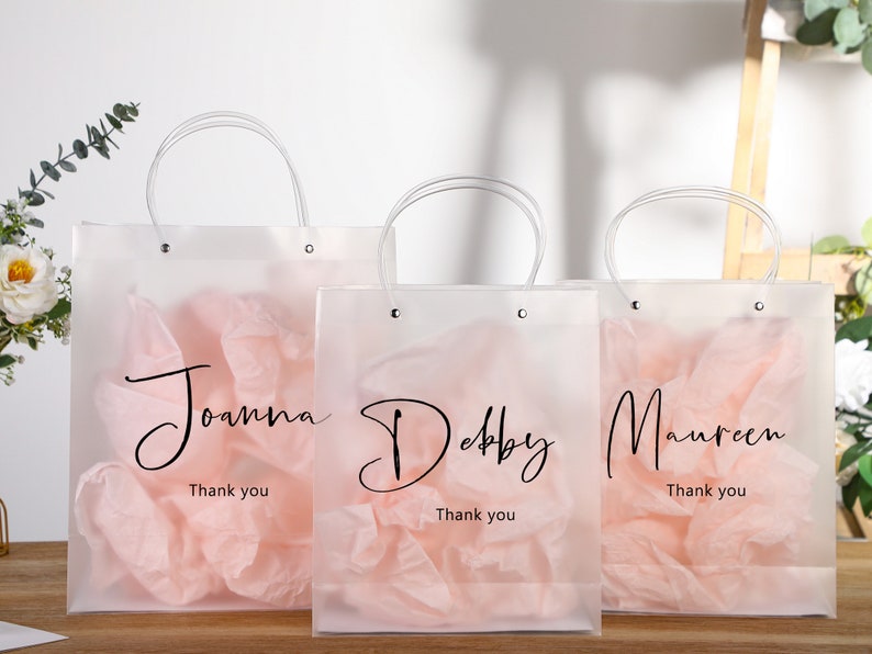 PVC gift bag-Bridesmaid gift bag-Party Bag-Welcome Bag-Bachelorette Party Gift Bags-Birthday Gift Bags-Clearly gift bag-Wedding gift bag image 4