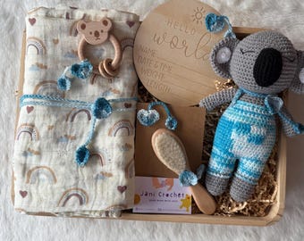 Crochet Koala Plush Toy Set, Handmade Australian Animal, Baby Shower Gift