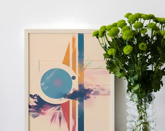 Abstract Circle Art Print, Mid Century Modern Home Decor