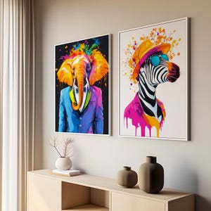 A digital artwork of a stylish elephant in a suit and bow tie.