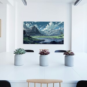AI Generierte Anime Art Landschaft Poster | Ruhige Flusstallandschaft | Anime Wall Art AI Art Wohnkultur Badezimmer Drucke