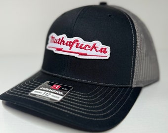 Funny Richardson Muthafucka Black Trucker Hat, Custom Hat, Retro Mesh Back Hat, Hunting Hat, Fishing Hat, Variations Available, Adult Size