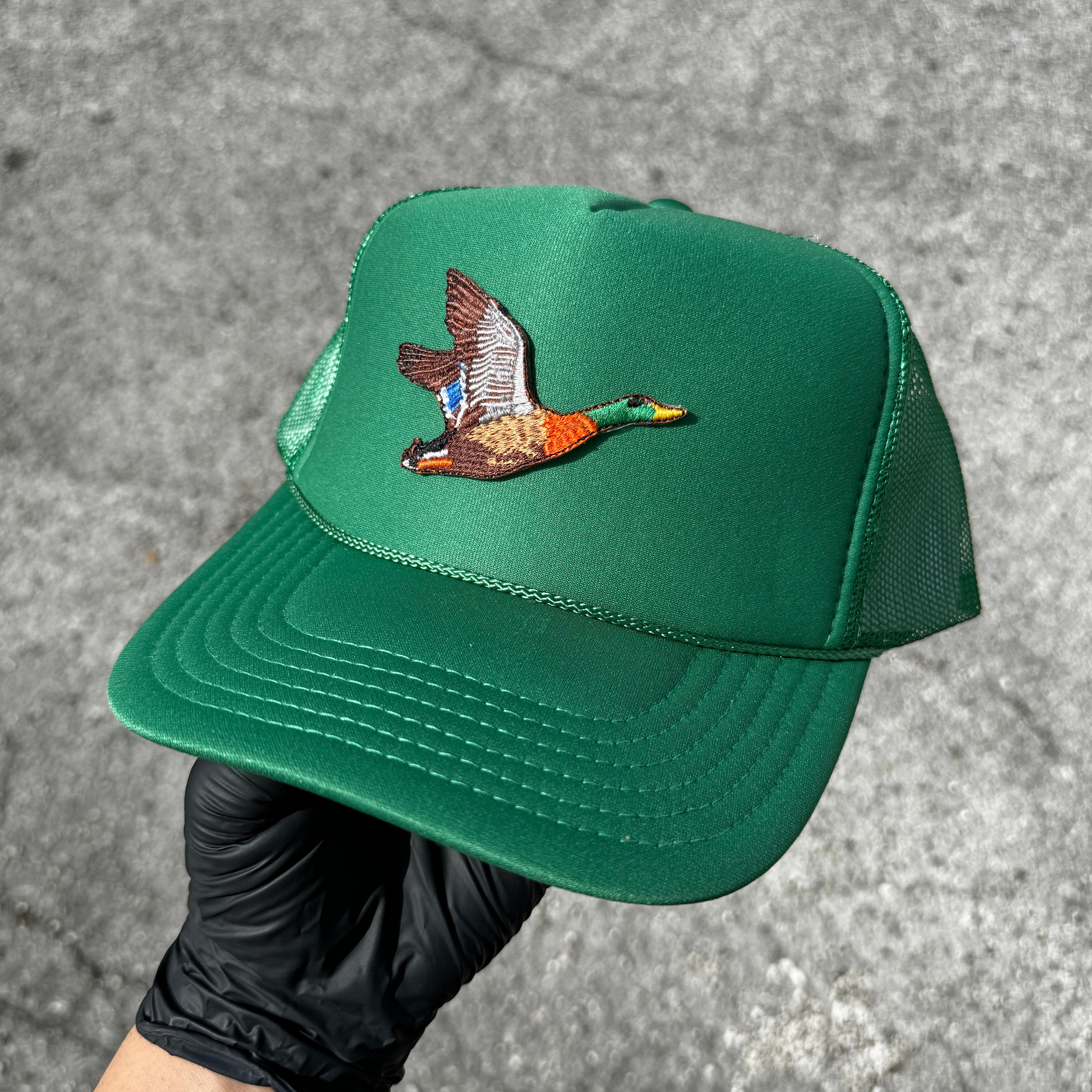 Duck Green Trucker Hat, Retro Rope Hat, Mesh Back Snapback  display picture 1