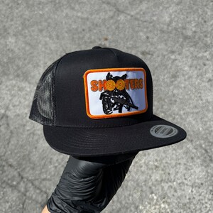 Hunting Owl Black Trucker Hat, Retro Hat, Mesh Back Snapback, High Crown, Adult Size image 2