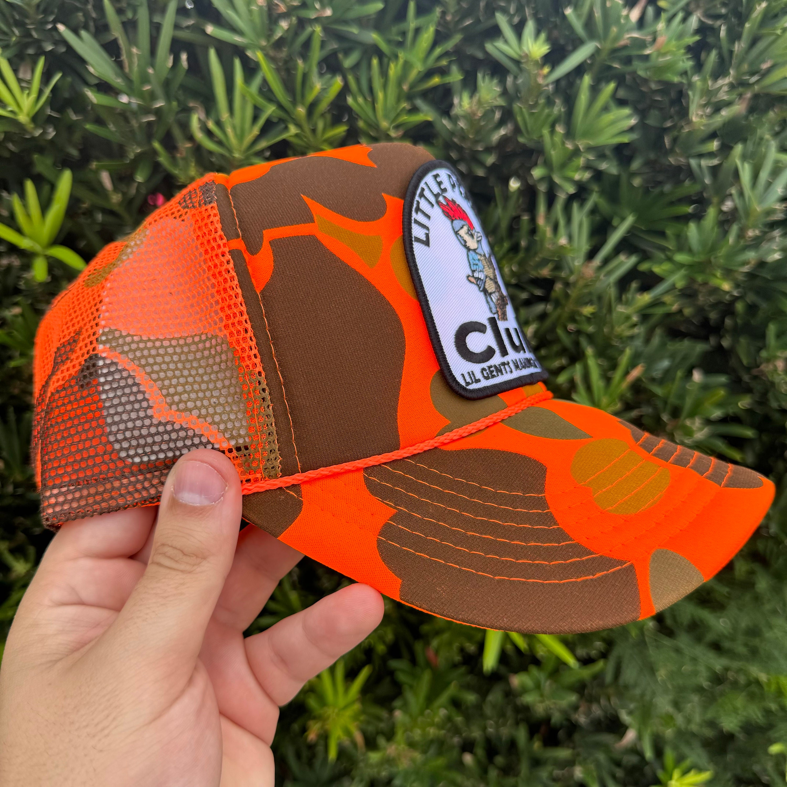 Little Pecker Club Orange Camouflage Trucker Hat, Funny Hat