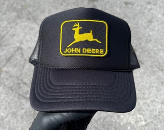 Deer Black Trucker Hat, Retro Rope Hat, Mesh Back Snapback, High Crown, Adult Size