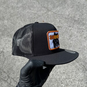 Hunting Owl Black Trucker Hat, Retro Hat, Mesh Back Snapback, High Crown, Adult Size image 4