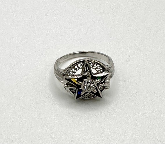 Vintage Order Eastern Star Ring 14k Gold Diamond … - image 2