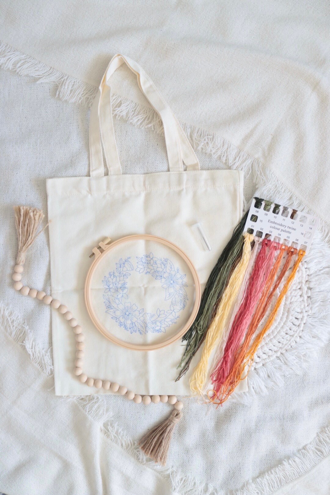 Buy Canvas Tote Bag Embroidery Kit Cross Stitching Pattern Designs  Floral Hoop Stitch Beginner Set Beach Bag Crafts Online in India 