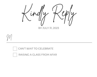 Wedding RSVP Card Template, Minimalist Wedding, Kindly Reply Card Template, Modern RSVP Template, RSVP Insert, Instant Download, Printable