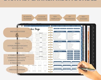 Digital Planner Mega Bundle- Hyperlinked Planner (Digital Planner, Goodnotes Planner, iPad Planner, Notability Planner)